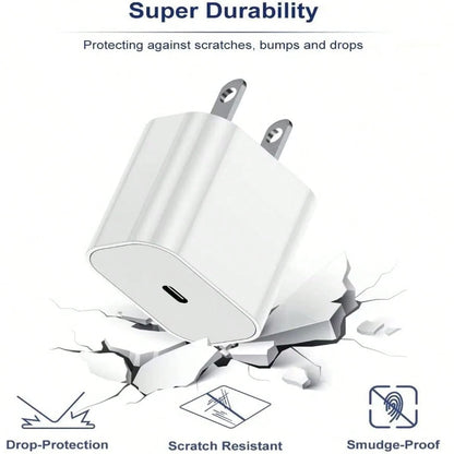 Apple Fast Charging Kit 20W USB-C Fast Charging Adapter + 3.3FT/100CM Long High-Efficiency Data Transfer Charging Cable USB-C To Lightning, Compatible With IPhone 14 13 12 Series Portable Charger Set