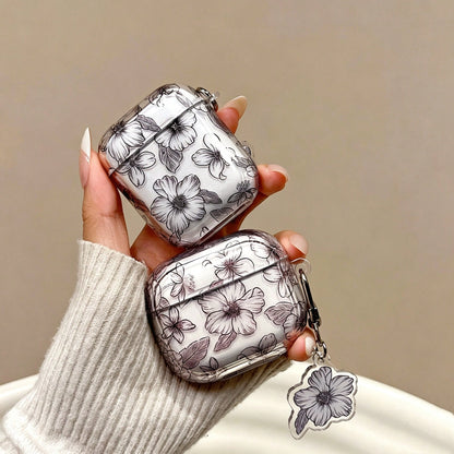 Apple Floral Print Clear Earphone Case Compatible With Airpods1/2 AirPods Pro