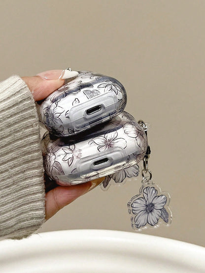 Apple Floral Print Clear Earphone Case Compatible With Airpods1/2 AirPods Pro