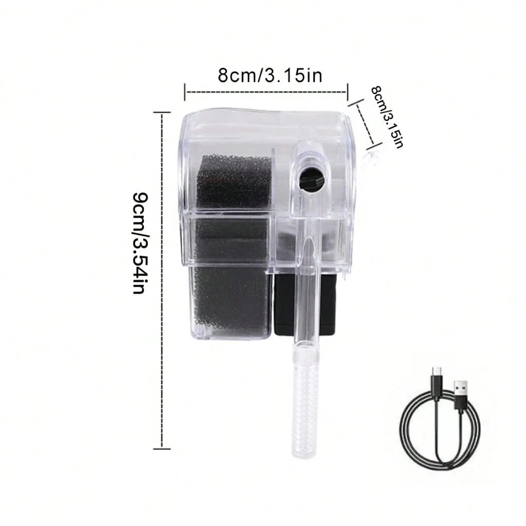 Aquarium Waterfall Filter Pump Fish Tank Hang External Oxygen Pump Water Filter,Fish Tank Small Filter Aquarium Hang On Filter Small Aquarium Filter,Small Submersible Hanging Fish Tank