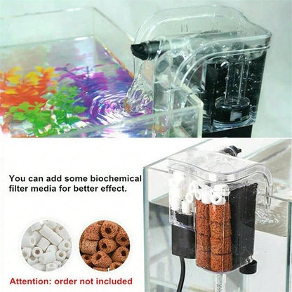 Aquarium Waterfall Filter Pump Fish Tank Hang External Oxygen Pump Water Filter,Fish Tank Small Filter Aquarium Hang On Filter Small Aquarium Filter,Small Submersible Hanging Fish Tank