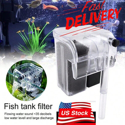 Aquarium Waterfall Filter Pump Fish Tank Hang External Oxygen Pump Water Filter,Fish Tank Small Filter Aquarium Hang On Filter Small Aquarium Filter,Small Submersible Hanging Fish Tank