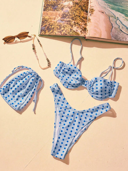 Aralina VACAY UNDERWIRE SPOT PRINT HI CUT BIKINI SET