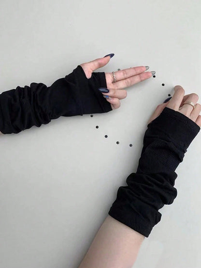 Arm Sleeves Women Long Fingerless Gloves Knit Arm Warmer For Women Knit Mitten Gloves With Thumb Hole Halloween Accessories Winter GlovesCold Gloves Summer