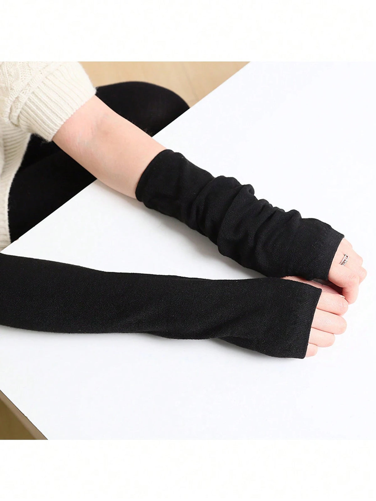 Arm Sleeves Women Long Fingerless Gloves Knit Arm Warmer For Women Knit Mitten Gloves With Thumb Hole Halloween Accessories Winter GlovesCold Gloves Summer