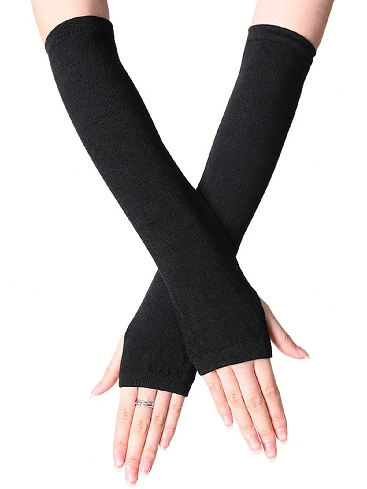 Arm Sleeves Women Long Fingerless Gloves Knit Arm Warmer For Women Knit Mitten Gloves With Thumb Hole Halloween Accessories Winter GlovesCold Gloves Summer