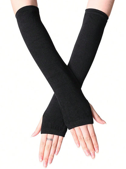Arm Sleeves Women Long Fingerless Gloves Knit Arm Warmer For Women Knit Mitten Gloves With Thumb Hole Halloween Accessories Winter GlovesCold Gloves Summer