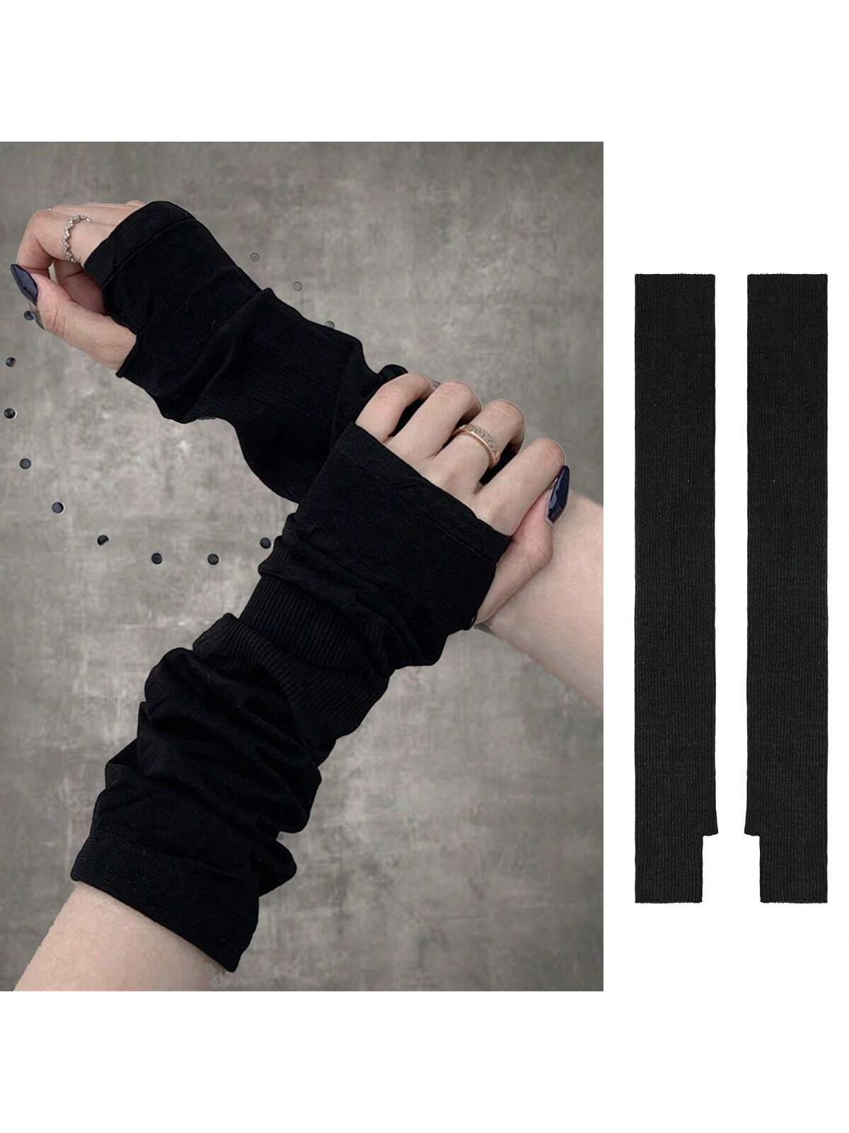 Arm Sleeves Women Long Fingerless Gloves Knit Arm Warmer For Women Knit Mitten Gloves With Thumb Hole Halloween Accessories Winter GlovesCold Gloves Summer