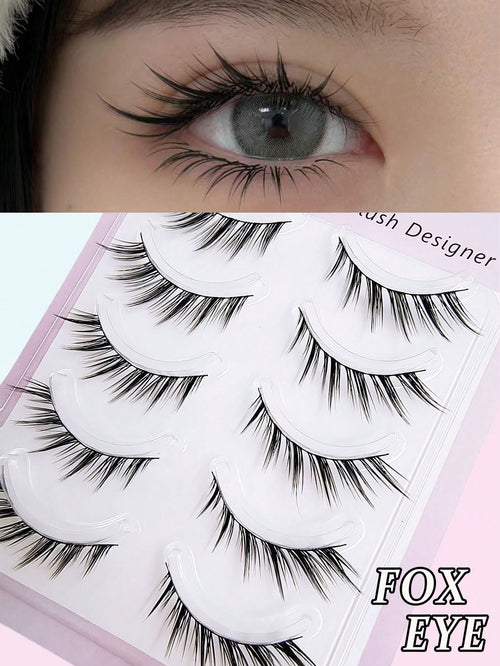 Asiteo 5 Pairs Cartoon Cat Eye & Fox Eye Faux Mink Fur False Eyelashes, Sexy Eyelash Extension Makeup