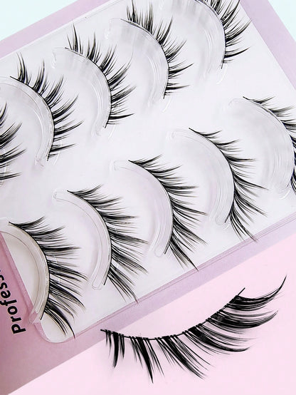 Asiteo 5 Pairs Cartoon Cat Eye & Fox Eye Faux Mink Fur False Eyelashes, Sexy Eyelash Extension Makeup