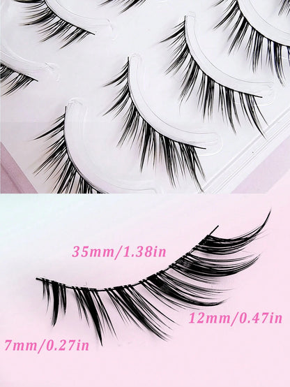 Asiteo 5 Pairs Cartoon Cat Eye & Fox Eye Faux Mink Fur False Eyelashes, Sexy Eyelash Extension Makeup