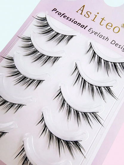 Asiteo 5 Pairs Cartoon Cat Eye & Fox Eye Faux Mink Fur False Eyelashes, Sexy Eyelash Extension Makeup