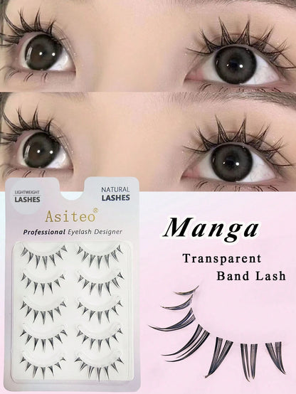 Asiteo 5 Pairs Cartoon Cat Eye & Fox Eye Faux Mink Fur False Eyelashes, Sexy Eyelash Extension Makeup