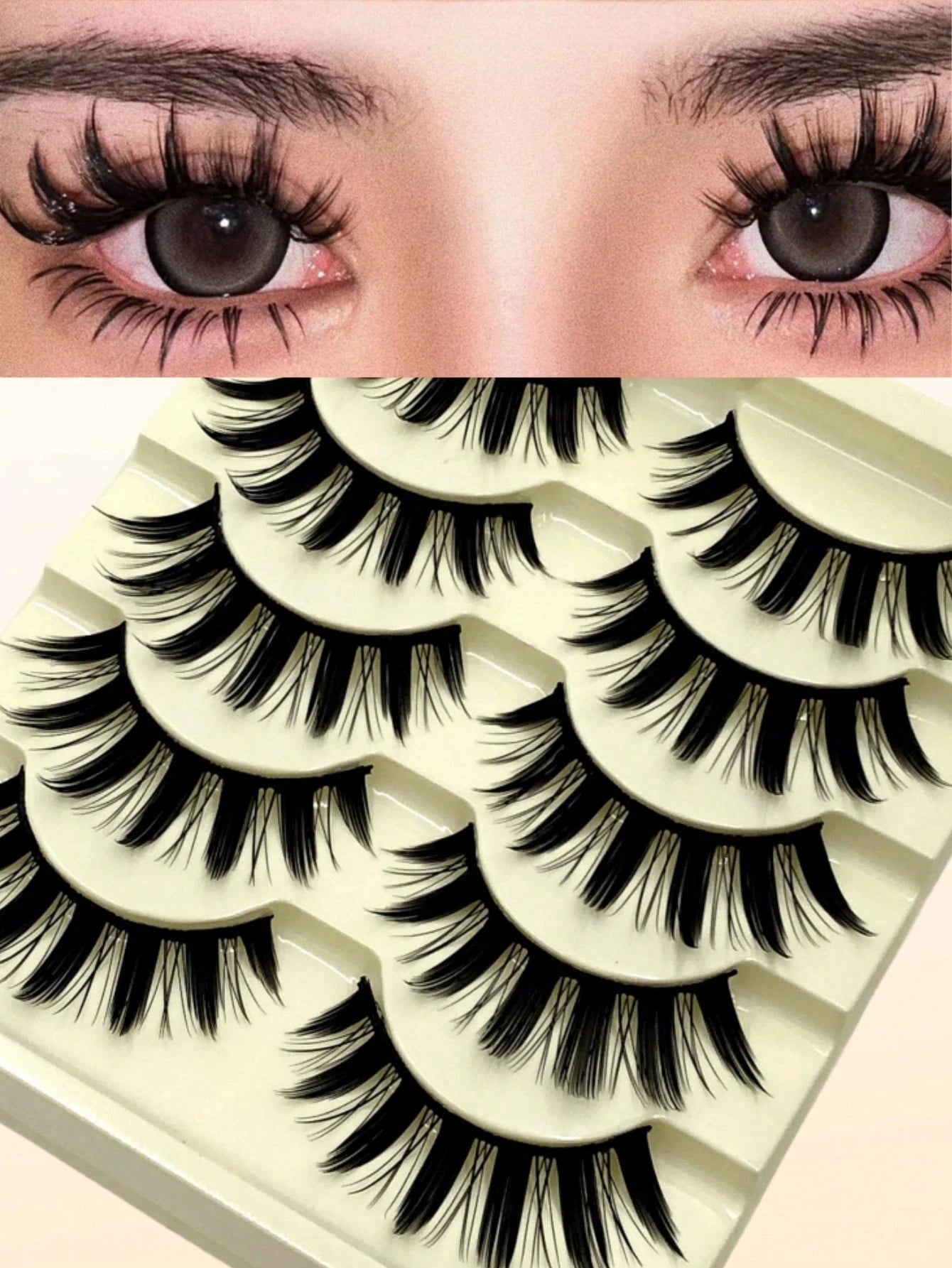 Asiteo 5 Pairs Cartoon Style Thick Natural Long Cosplay Makeup Cross-Eyed Effect Dramatic Full Strip False Eyelashes