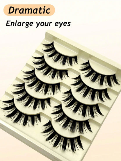 Asiteo 5 Pairs Cartoon Style Thick Natural Long Cosplay Makeup Cross-Eyed Effect Dramatic Full Strip False Eyelashes