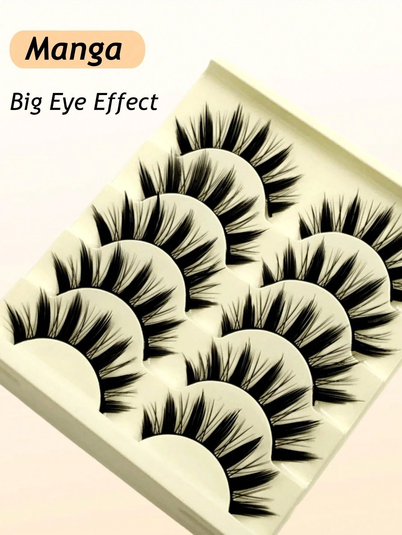Asiteo 5 Pairs Cartoon Style Thick Natural Long Cosplay Makeup Cross-Eyed Effect Dramatic Full Strip False Eyelashes