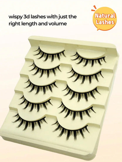 Asiteo 5 Pairs Cartoon Style Thick Natural Long Cosplay Makeup Cross-Eyed Effect Dramatic Full Strip False Eyelashes