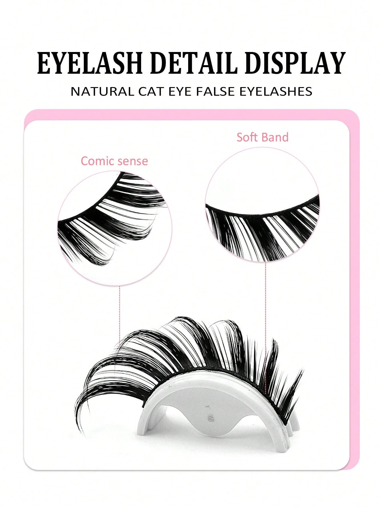 Asiteo 5 Pairs Cat Eye False Eyelashes, Faux Mink Lashes, 3D Curly, Natural & Realistic, Messy Ends, Elongate Eye Shape, Cartoon Style Lashes, Soft Black Lash Band
