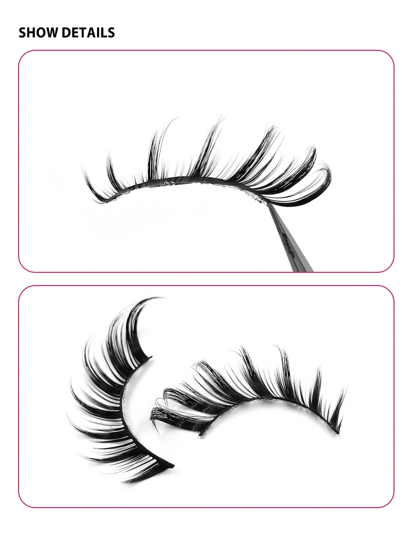 Asiteo 5 Pairs Cat Eye False Eyelashes, Faux Mink Lashes, 3D Curly, Natural & Realistic, Messy Ends, Elongate Eye Shape, Cartoon Style Lashes, Soft Black Lash Band