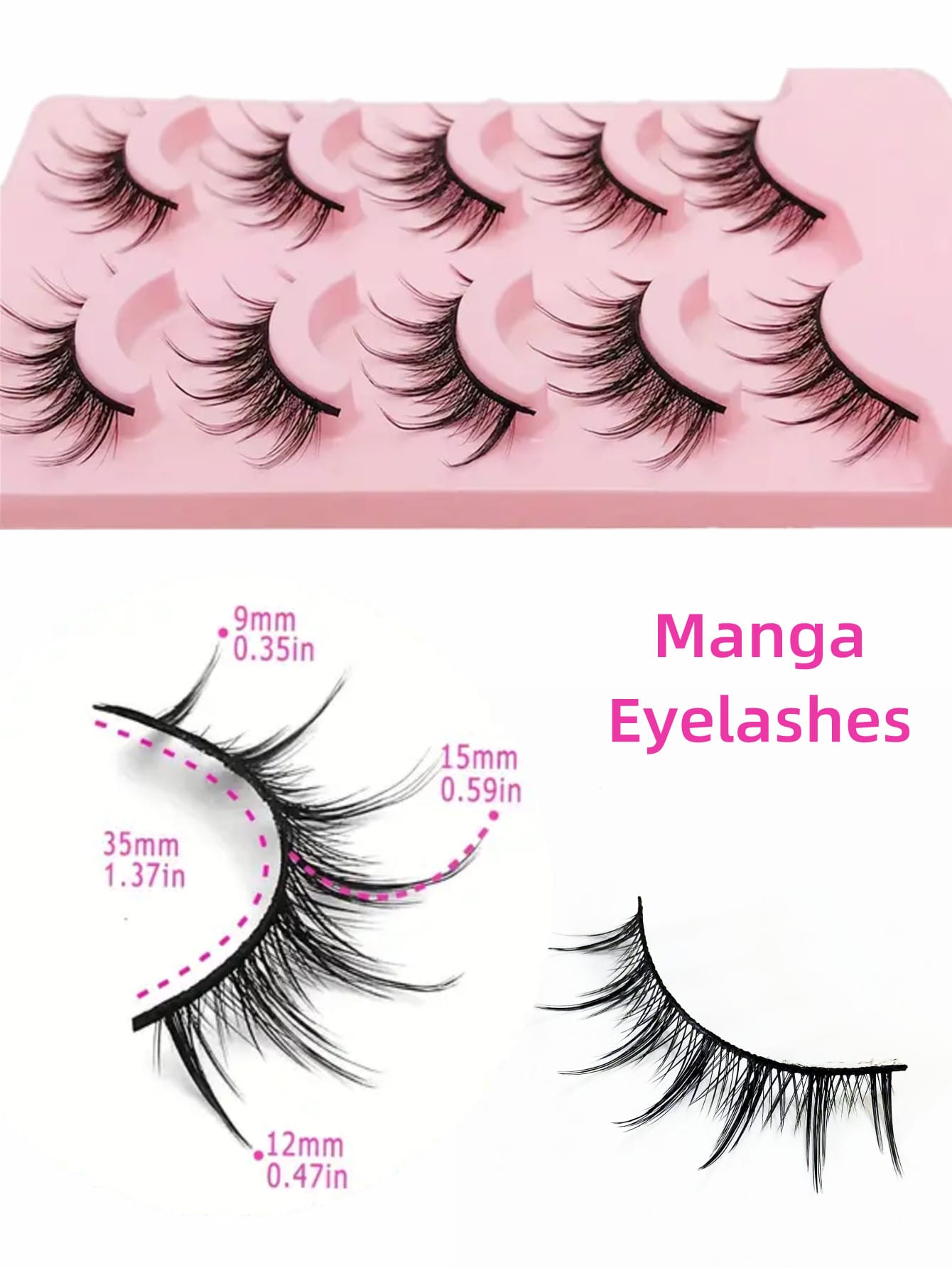 Asiteo 5 Pairs Manga Anime Lashes Natural Look Faux Mink Wispy Fluffy 3D Volume Eyelashes Korean Japanese Asian Cosplay Eyelashes
