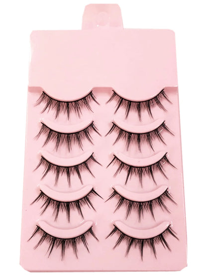 Asiteo 5 Pairs Manga Anime Lashes Natural Look Faux Mink Wispy Fluffy 3D Volume Eyelashes Korean Japanese Asian Cosplay Eyelashes