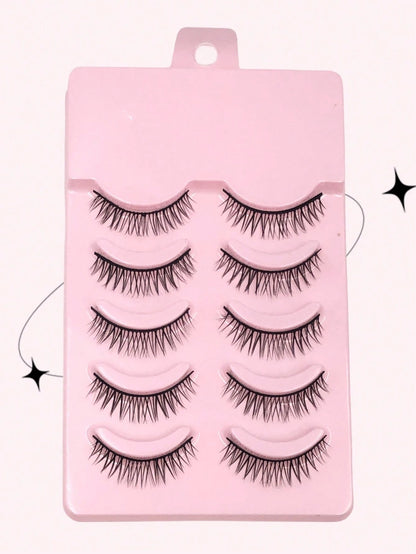 Asiteo 5 Pairs Manga Anime Lashes Natural Look Faux Mink Wispy Fluffy 3D Volume Eyelashes Korean Japanese Asian Cosplay Eyelashes
