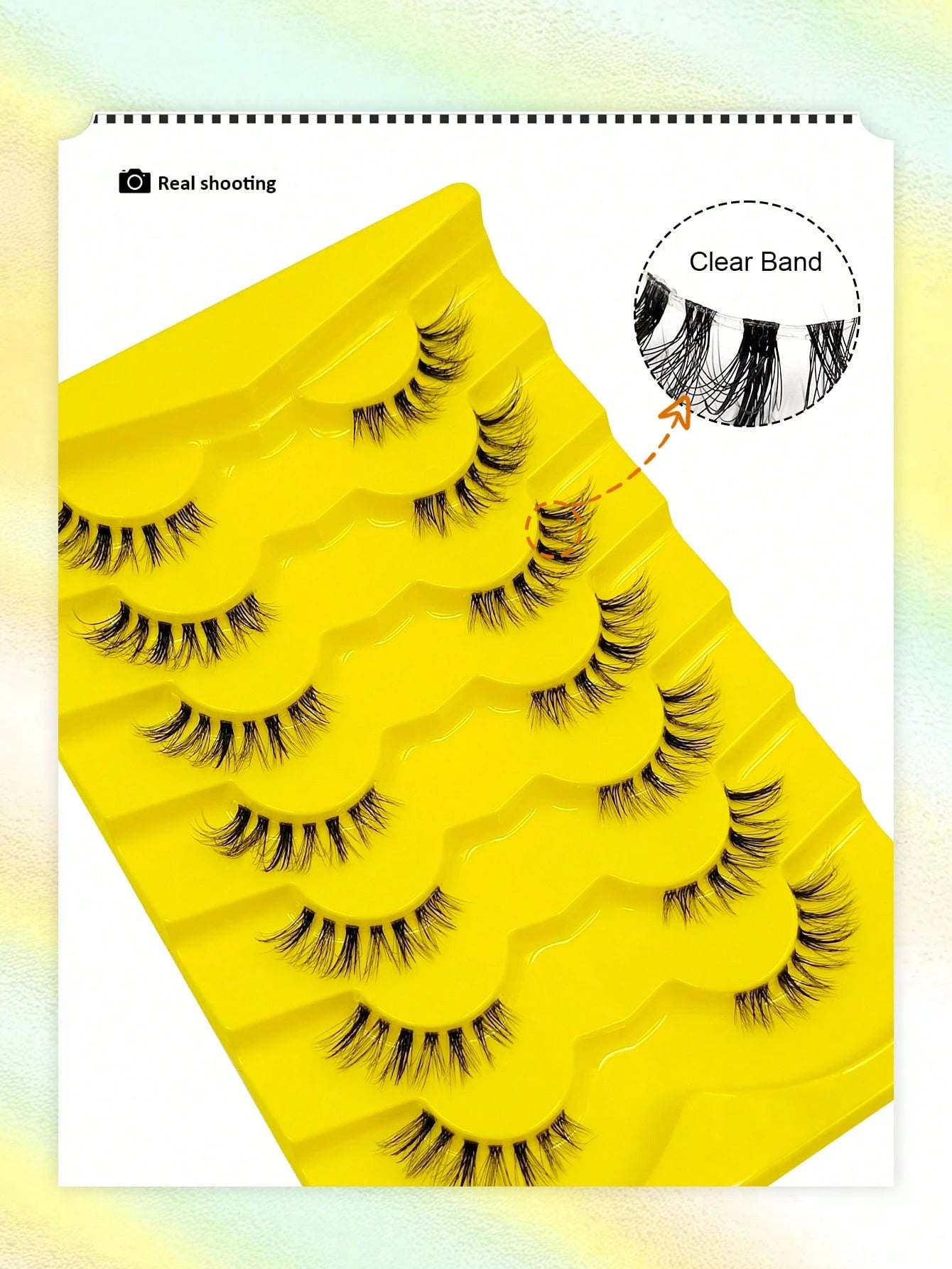 Asiteo 7 Pairs Half-Strip Transparent Band Cat Eye False Eyelashes, Natural Soft 3D Faux Mink Lashes For Natural Makeup, Eyelash Extensions,Natural Enlarged Eyes,For Daily Wear And Various Occasions