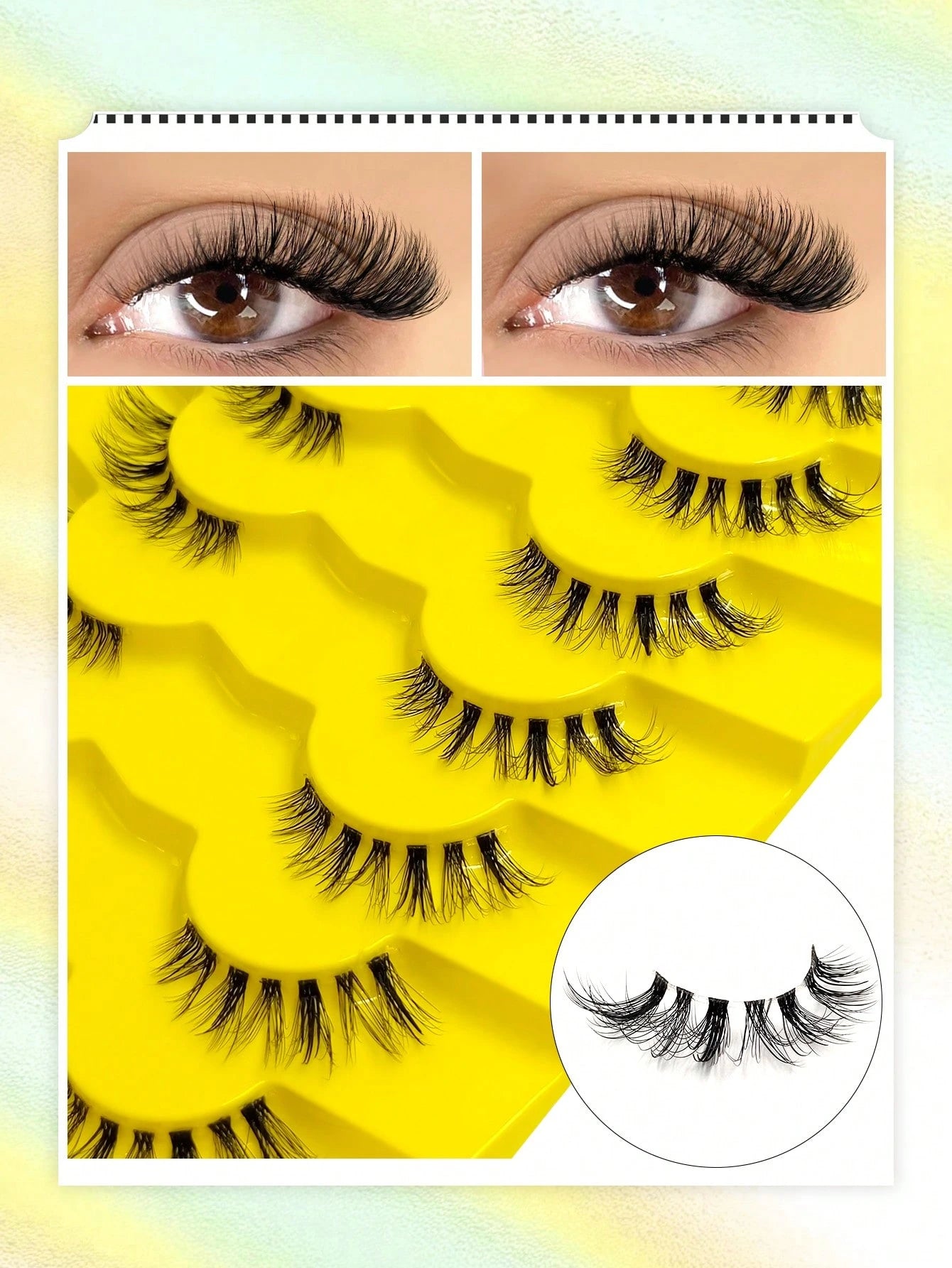 Asiteo 7 Pairs Half-Strip Transparent Band Cat Eye False Eyelashes, Natural Soft 3D Faux Mink Lashes For Natural Makeup, Eyelash Extensions,Natural Enlarged Eyes,For Daily Wear And Various Occasions