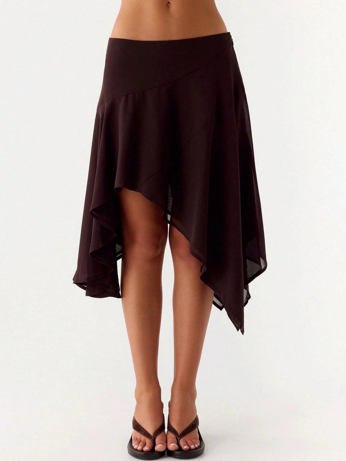 Asymmetrical Chiffon Midi Skirts, Floral/Animal Print Flowy Handkerchief Hem Skirts, Casual Summer Beach Cover Up