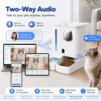 Automatic Cat Feeder With Camera 2K HD Video And36Cups/8.5L & Gravity Water2-In-1 Set Large Capacity 5LFood Feeder 3.5L Water Fountain For CatsPets Small DogsPuppies Kittens Summervibespetlovers