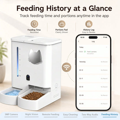 Automatic Cat Feeder With Camera 2K HD Video And36Cups/8.5L & Gravity Water2-In-1 Set Large Capacity 5LFood Feeder 3.5L Water Fountain For CatsPets Small DogsPuppies Kittens Summervibespetlovers