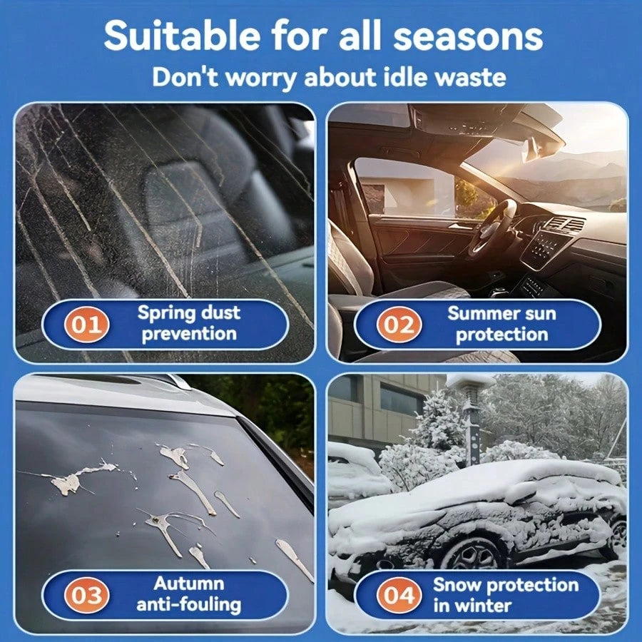 Automobile Windshield Snow Protection Cover, Anti-Freeze Windshield Frost Covering Material- Protecting From Snow, Ice, Ultraviolet Rays, Anti-Frost Wiper And Rearview Mirror Protectors, Compact SUVs