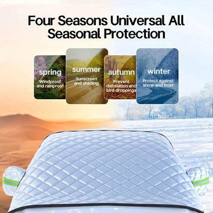 Automobile Windshield Snow Protection Cover, Anti-Freeze Windshield Frost Covering Material- Protecting From Snow, Ice, Ultraviolet Rays, Anti-Frost Wiper And Rearview Mirror Protectors, Compact SUVs