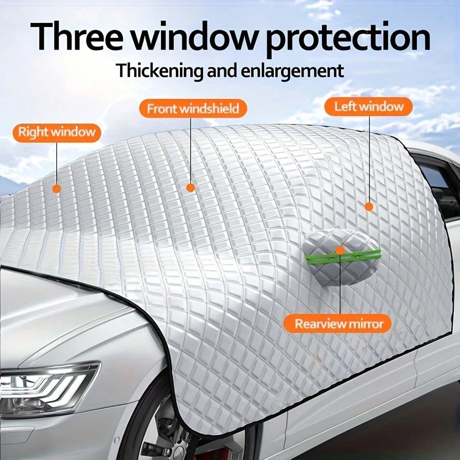 Automobile Windshield Snow Protection Cover, Anti-Freeze Windshield Frost Covering Material- Protecting From Snow, Ice, Ultraviolet Rays, Anti-Frost Wiper And Rearview Mirror Protectors, Compact SUVs