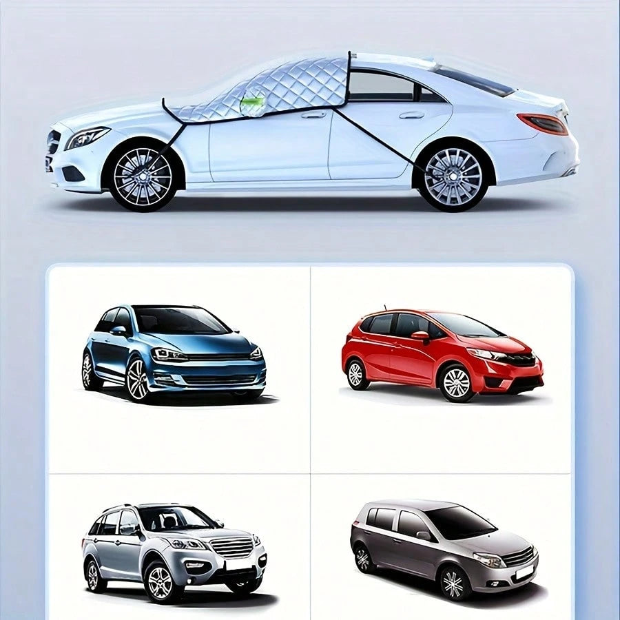 Automobile Windshield Snow Protection Cover, Anti-Freeze Windshield Frost Covering Material- Protecting From Snow, Ice, Ultraviolet Rays, Anti-Frost Wiper And Rearview Mirror Protectors, Compact SUVs