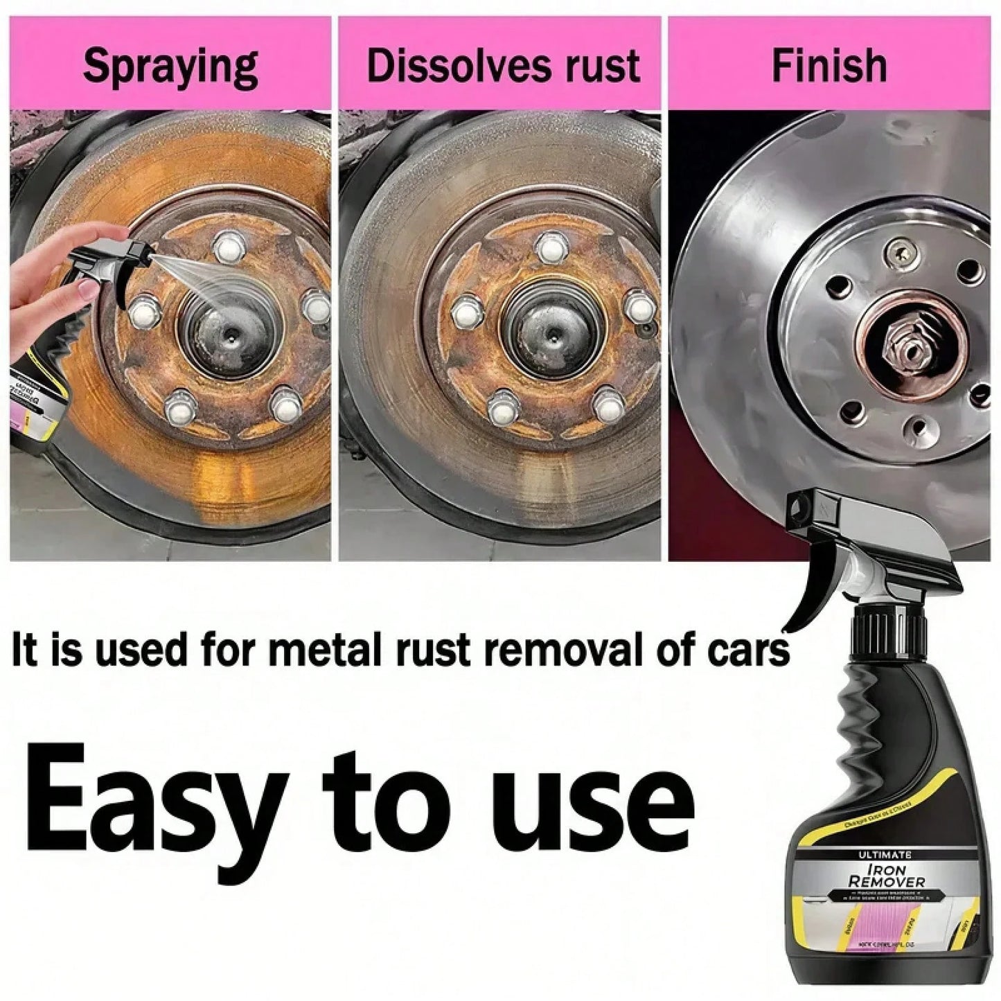 Automotive Car Rust Remover Spray For Wheel Rim Exhaust Pipe Metal Restoration Heavy Duty Rust Cleaner Anti-Rust Solution VIXI