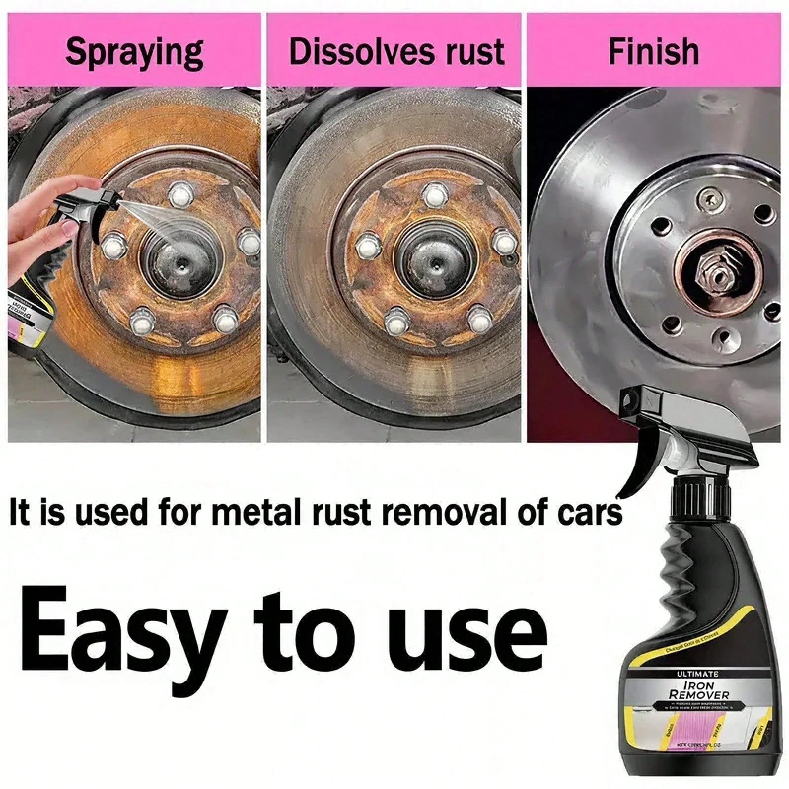 Automotive Car Rust Remover Spray For Wheel Rim Exhaust Pipe Metal Restoration Heavy Duty Rust Cleaner Anti-Rust Solution VIXI