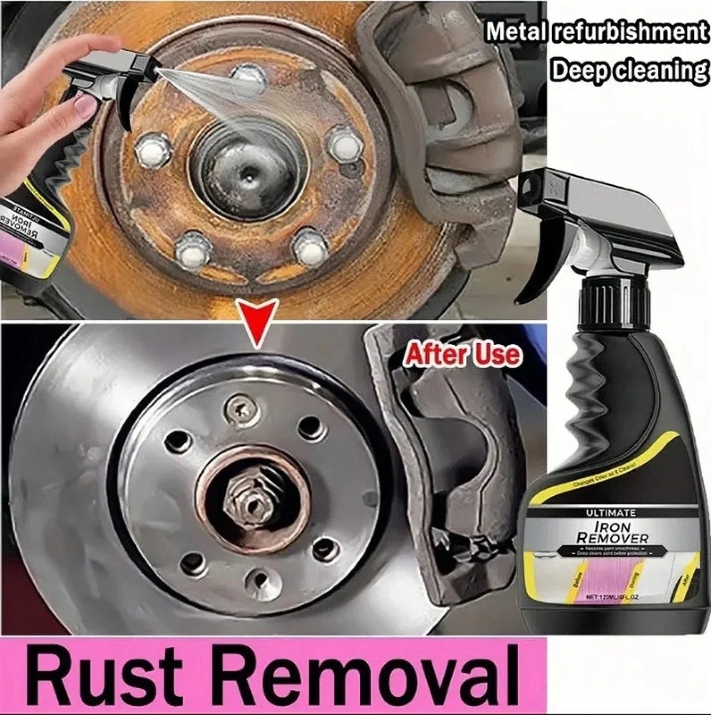 Automotive Car Rust Remover Spray For Wheel Rim Exhaust Pipe Metal Restoration Heavy Duty Rust Cleaner Anti-Rust Solution VIXI