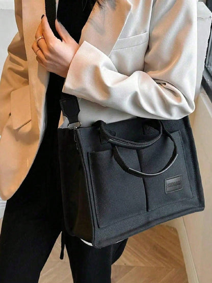 Autumn/Winter Fuzzy Corduroy Printed Practical Tote Bag, Shoulder Bag, Diaper Bag, Lunch Bag, Large Capacity Handbag, Briefcase