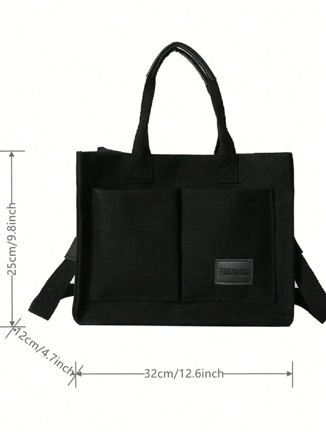 Autumn/Winter Fuzzy Corduroy Printed Practical Tote Bag, Shoulder Bag, Diaper Bag, Lunch Bag, Large Capacity Handbag, Briefcase