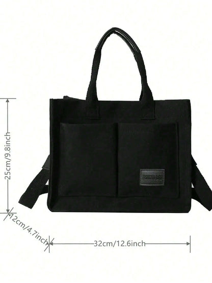Autumn/Winter Fuzzy Corduroy Printed Practical Tote Bag, Shoulder Bag, Diaper Bag, Lunch Bag, Large Capacity Handbag, Briefcase