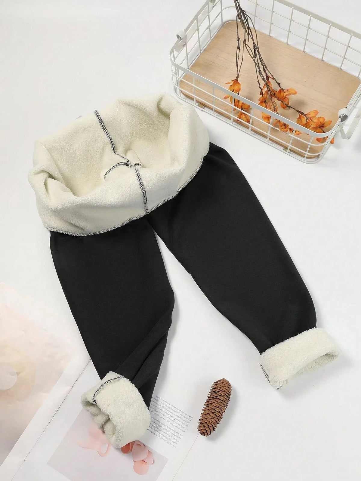 Autumn/Winter Thermal Lined Leggings, High Waist Skinny Pants, Elastic Sherpa Skinny Yoga Pants, Warm & Comfortable Black, Athleisure, Everyday Wear