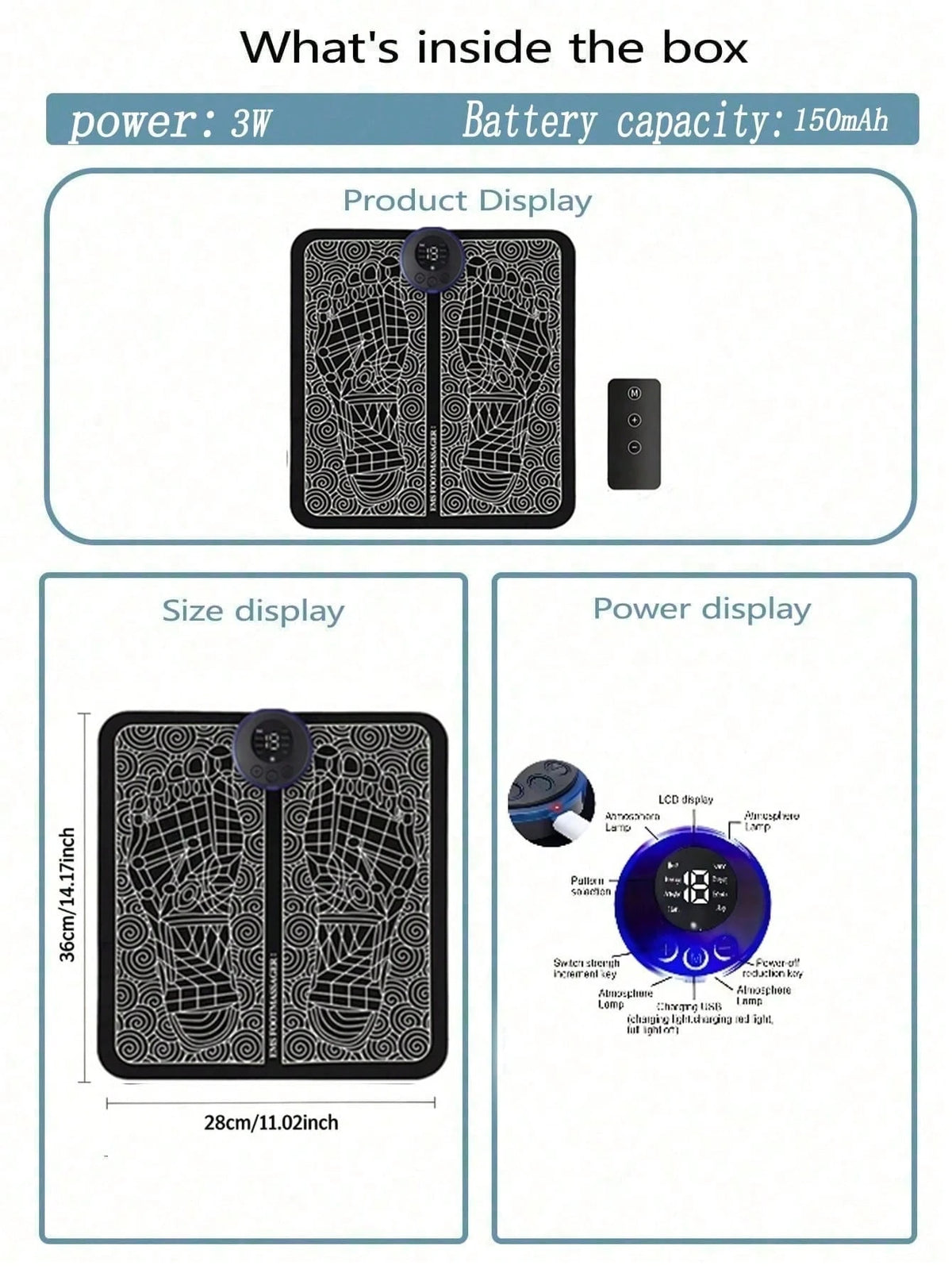 AXH Foldable Foot Massager, Electric Foot Massage Mat, Muscle Stimulation Massager