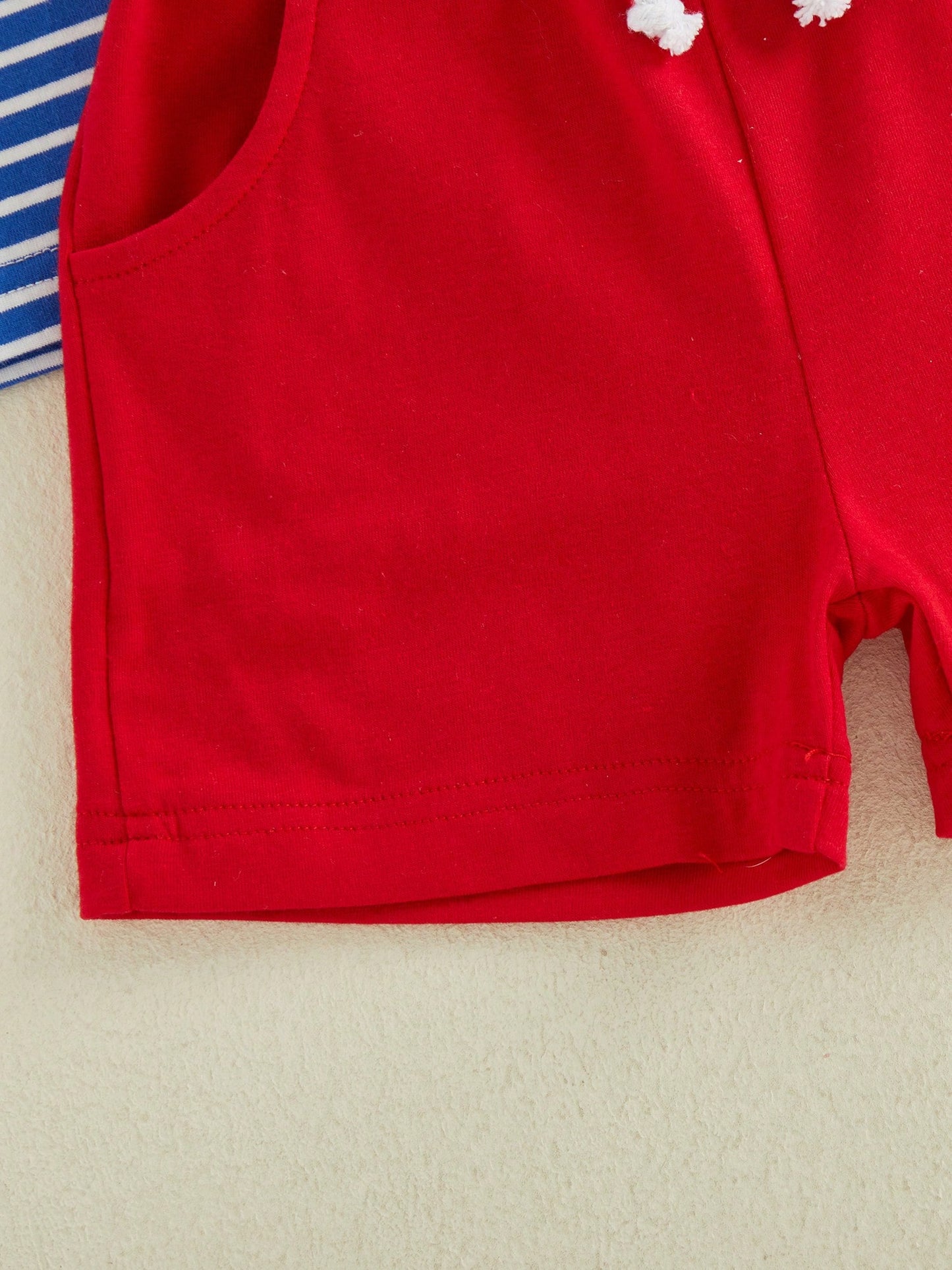 Baby Boy Back To School Outfit Striped Short Sleeve T Shirt With Apple Pencil Embroidery And Red Shorts 2Pcs Summer Set Back To School