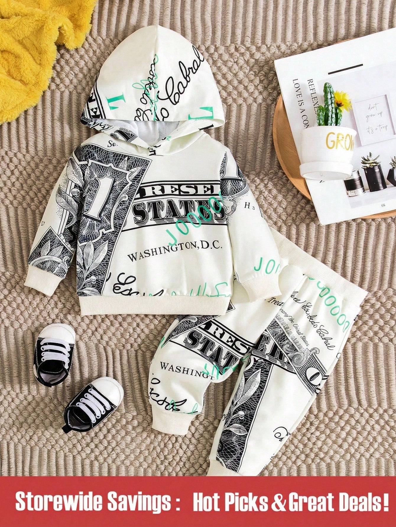 Baby Boy Letter Graphic Hoodie & Sweatpants