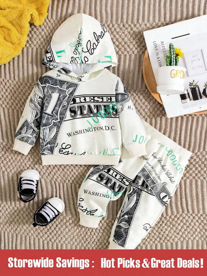 Baby Boy Letter Graphic Hoodie & Sweatpants
