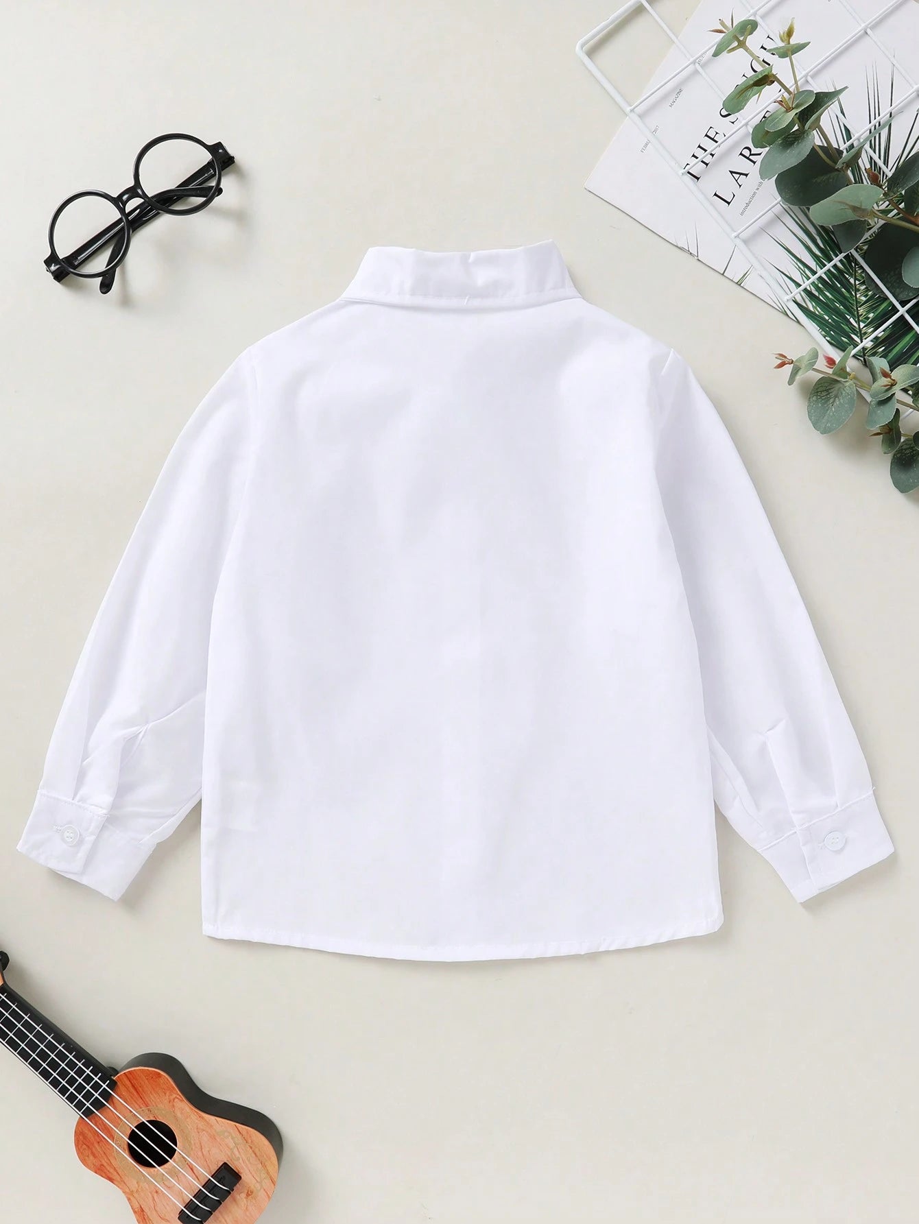 Baby Boy Solid Color Pocket Patch Shirt, Soft And Comfortable Gentleman Style