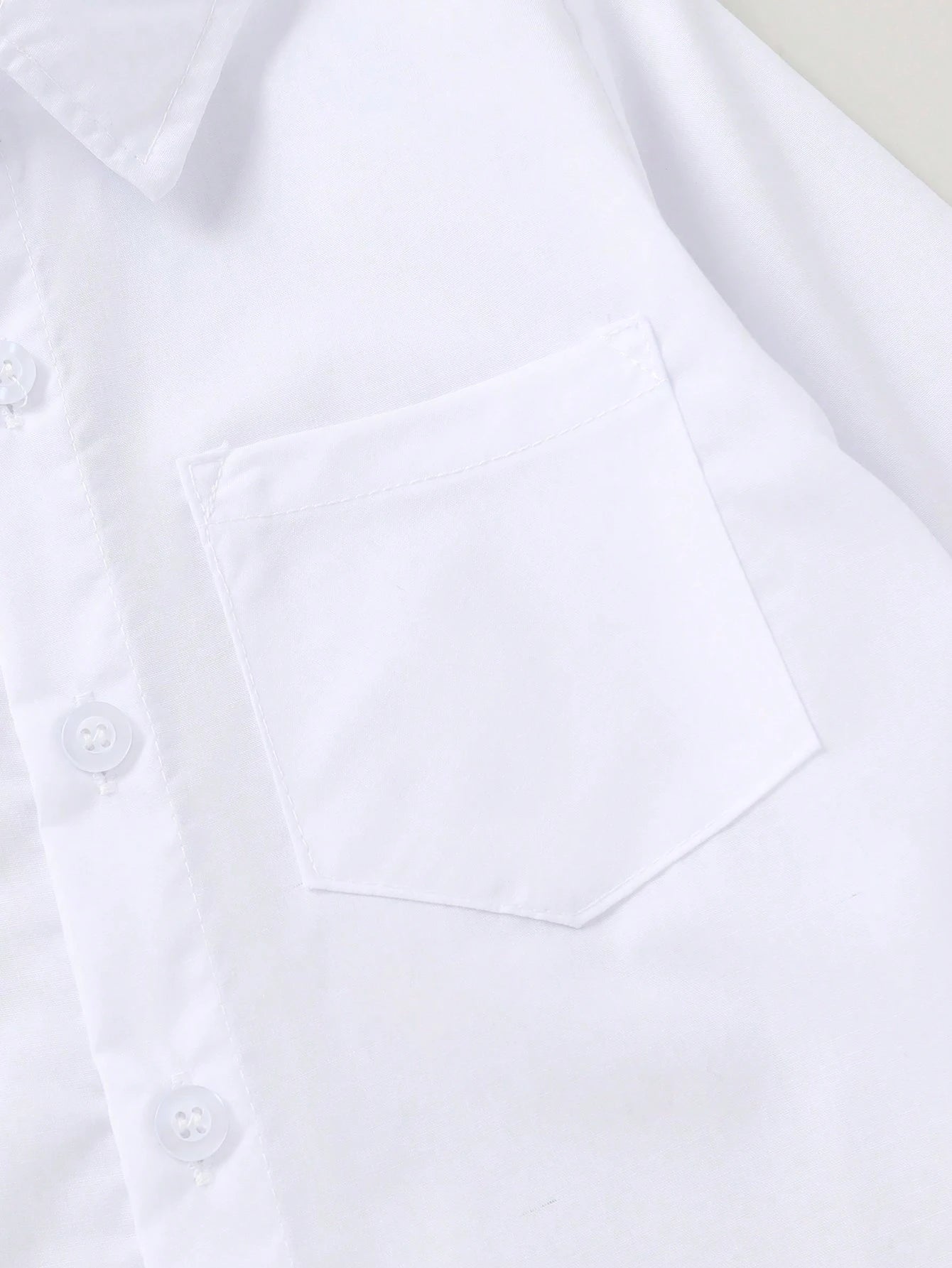 Baby Boy Solid Color Pocket Patch Shirt, Soft And Comfortable Gentleman Style