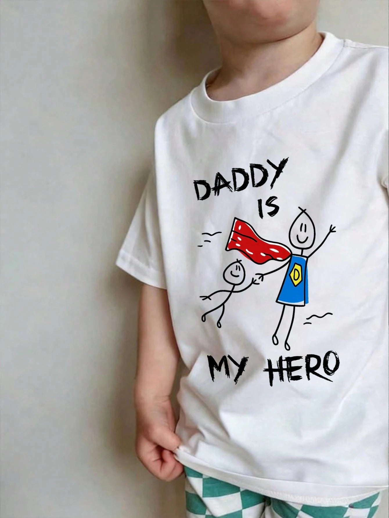 Baby Boy Summer Casual Short Sleeve T-Shirt, "Dad Is My Hero" Print Crew Neck T-Shirt, Suitable For Newborns And Toddlers