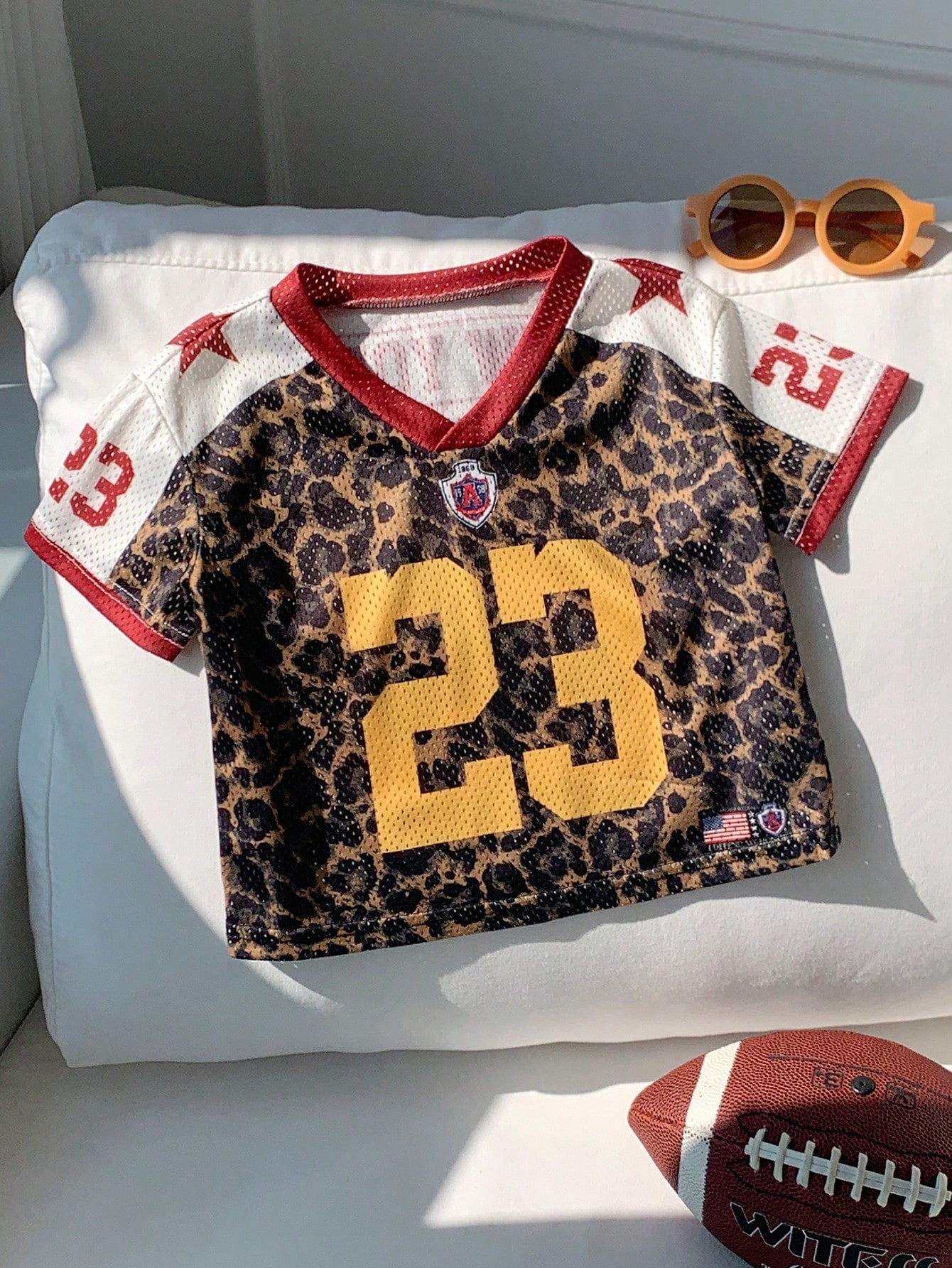 Baby Boy Unisex Spring/Summer Casual Cute Colorblock Leopard Print Short Sleeve T-Shirt Knit Top,Sports Style Jersey For Photoshoot
